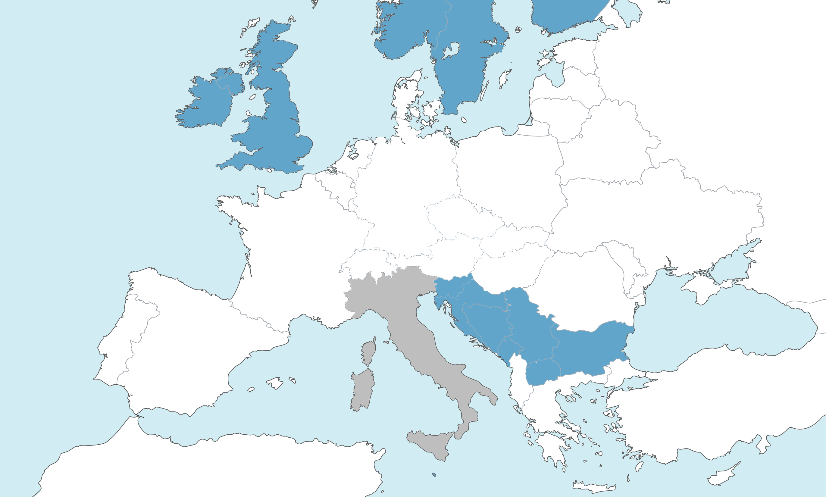 Croatia highlighted on the European dealer map
