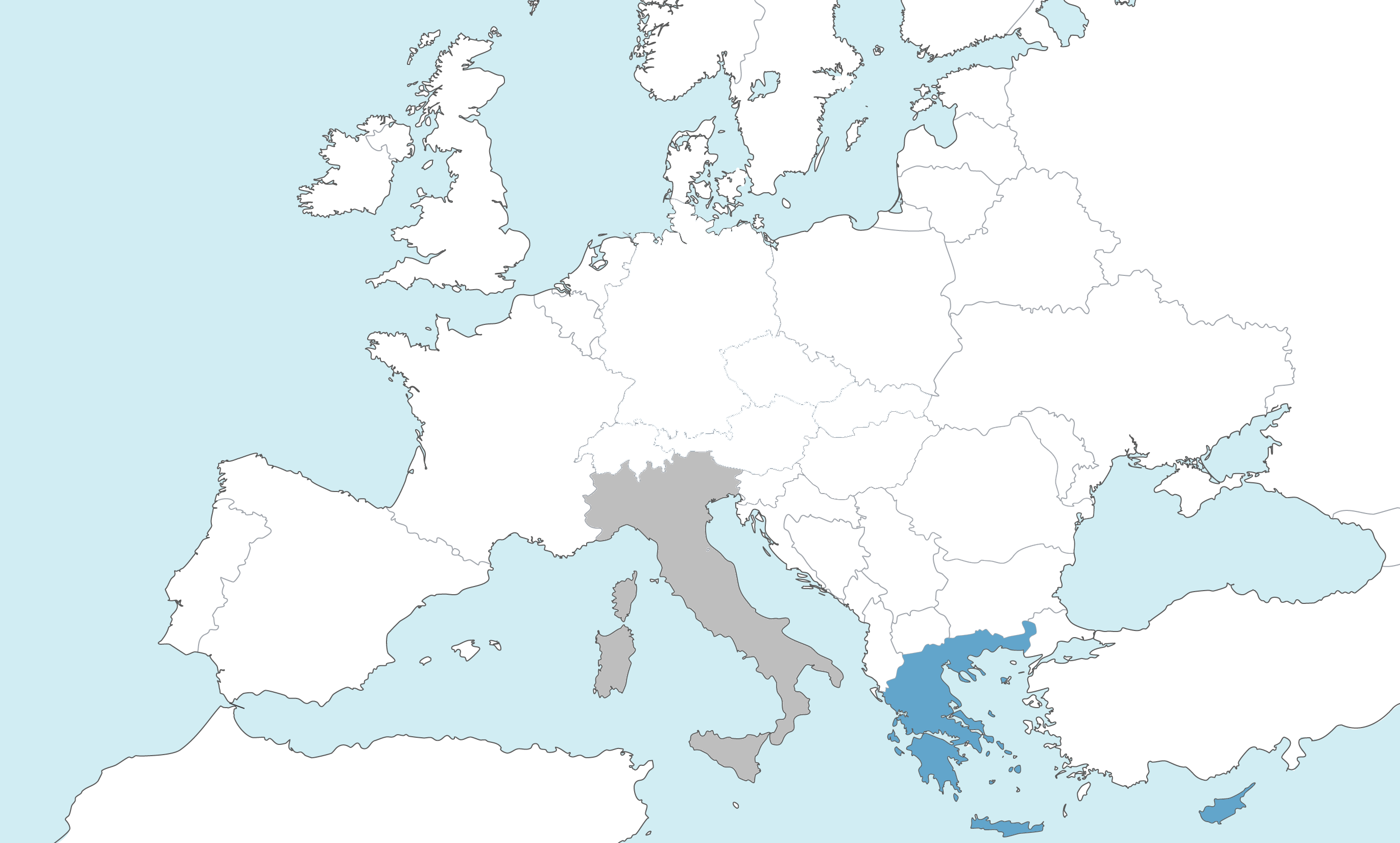 Greece highlighted on the European dealer map