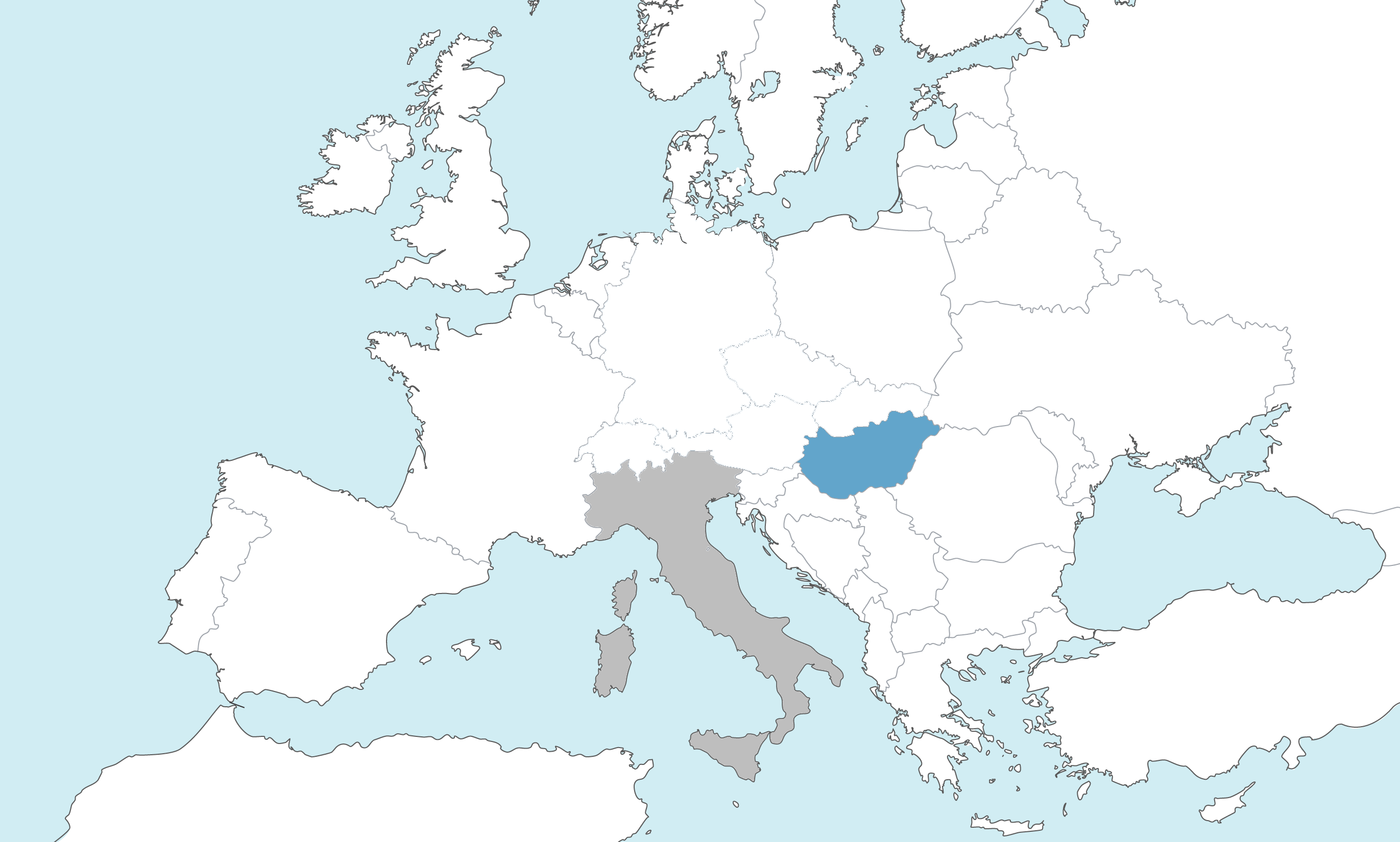 Hungary highlighted on the dealer map